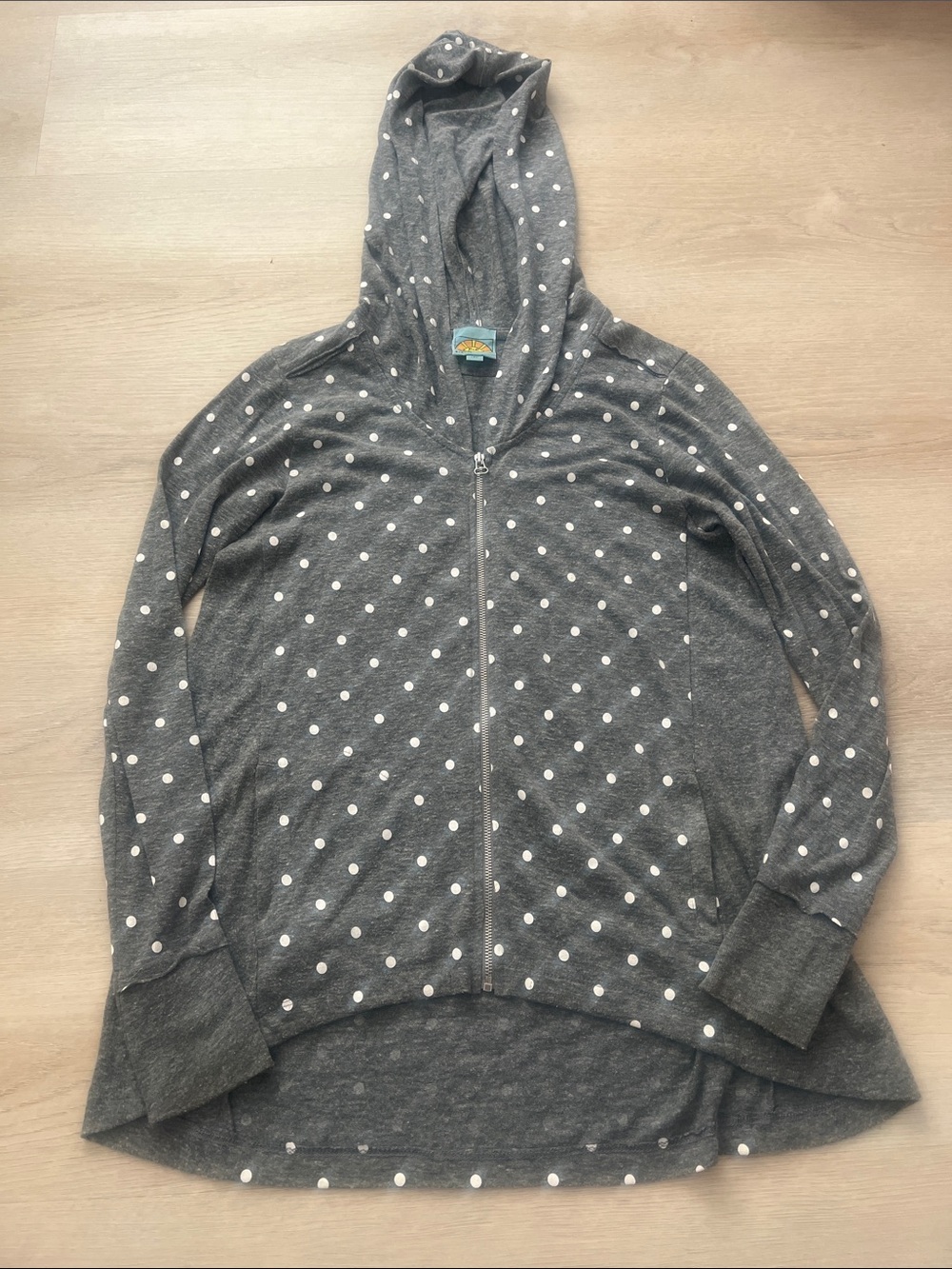 C & C CALIFORNIA Women’s Gray Polka Dot Zip Hoodie Jacket.